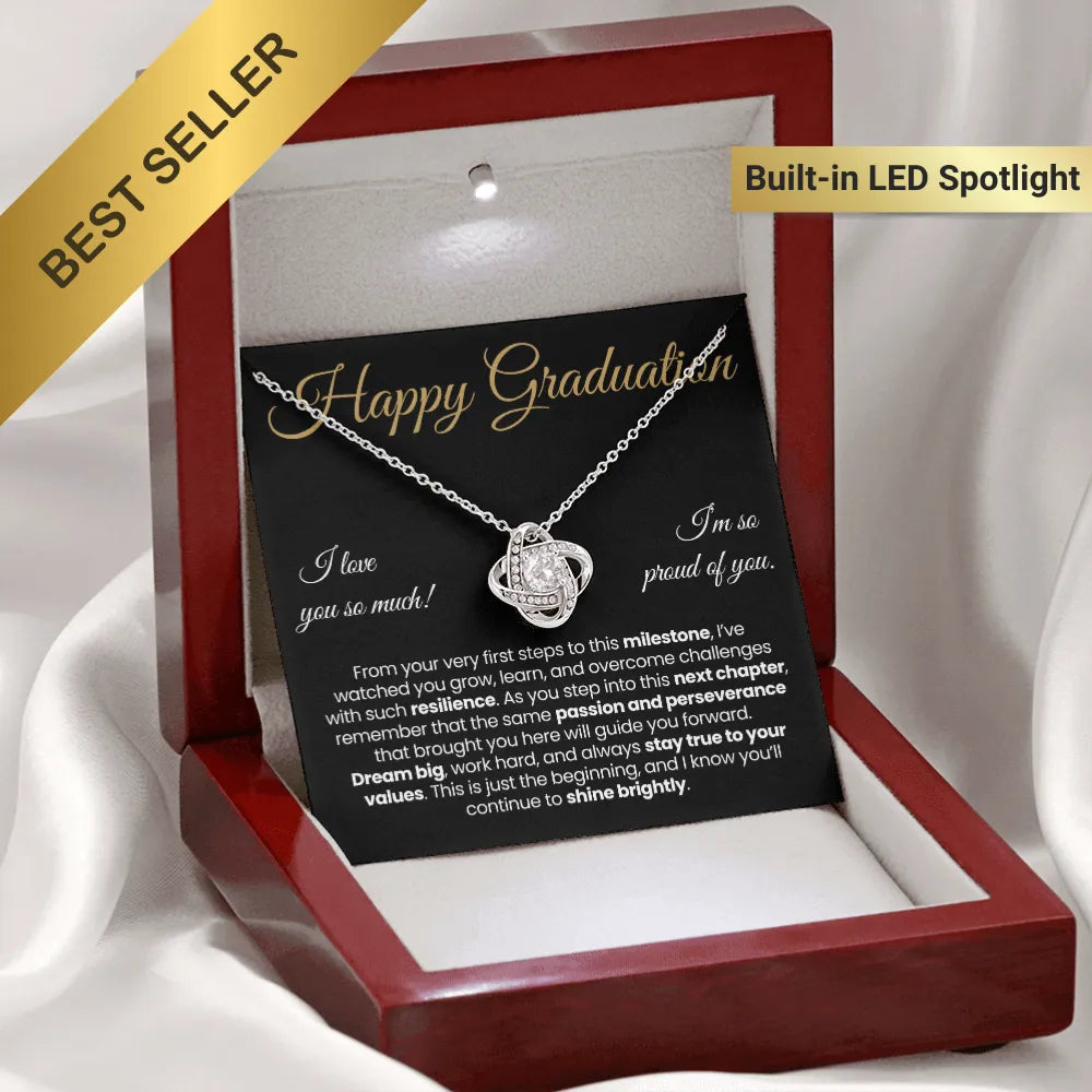 Granddaughter Pendant Necklace with Message Card — "Happy Graduation. I'm so proud of you" • Forever Tied to You