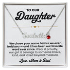 For Daughter: Name Pendant Necklace with Birthstone — "We chose your name before we ever held you" • Forever Her Name