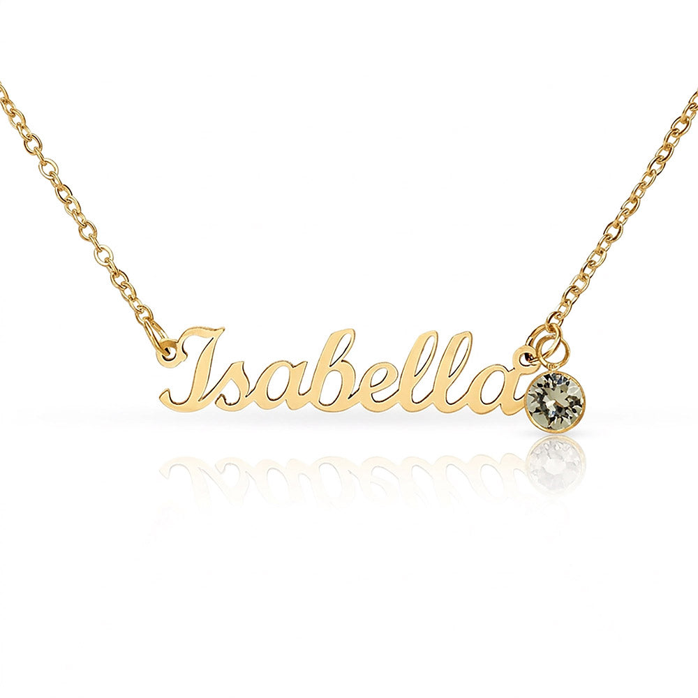 For Daughter: Name Pendant Necklace with Birthstone — "We chose your name before we ever held you" • Forever Her Name