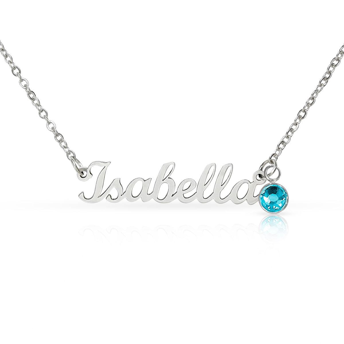 Custom Name Birthstone Pendant Necklace (No Message Card) • Forever Her Name
