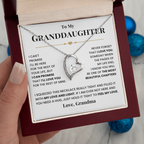 For Granddaughter: Pendant Necklace with Message Card — "Never forget that I love you" • Forever in My Heart