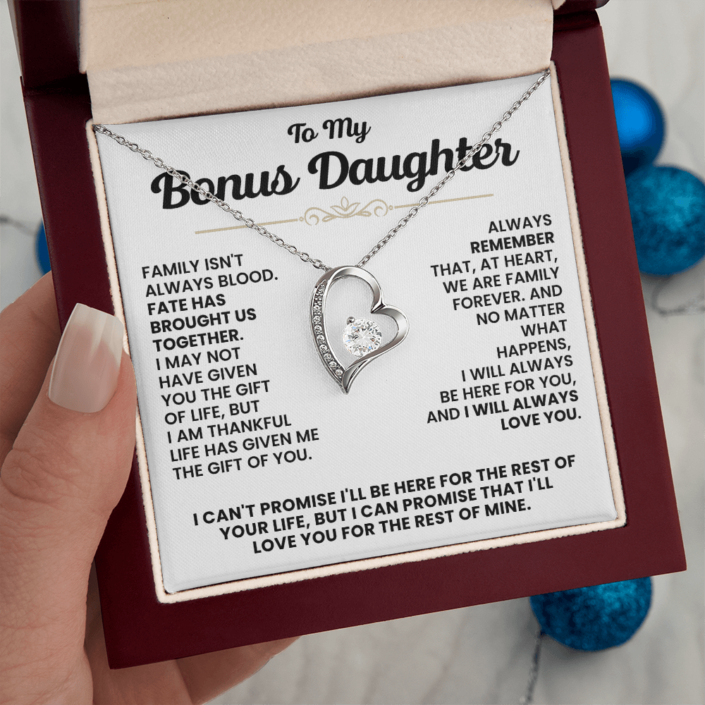 For Bonus Daughter: Pendant Necklace with Message Card — "I'll love you for the rest of mine" • Forever in My Heart