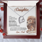 For Daughter: Pendant Necklace with Message Card — "This old lion will always have you back" • Forever in My Heart