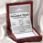 For Mom: Wedding Pendant Necklace with Message Card — "Forever Your Little Girl" • Forever in My Heart