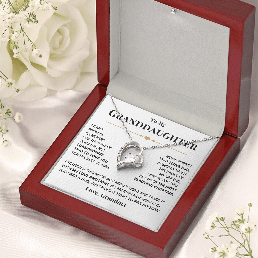 For Granddaughter: Pendant Necklace with Message Card — "Never forget that I love you" • Forever in My Heart