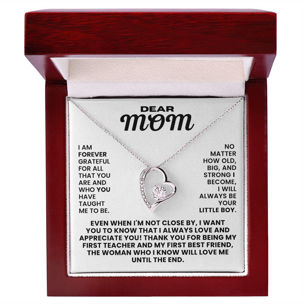 For Mom: Pendant Necklace with Message Card — "I always love and appreciate you" • Forever in My Heart