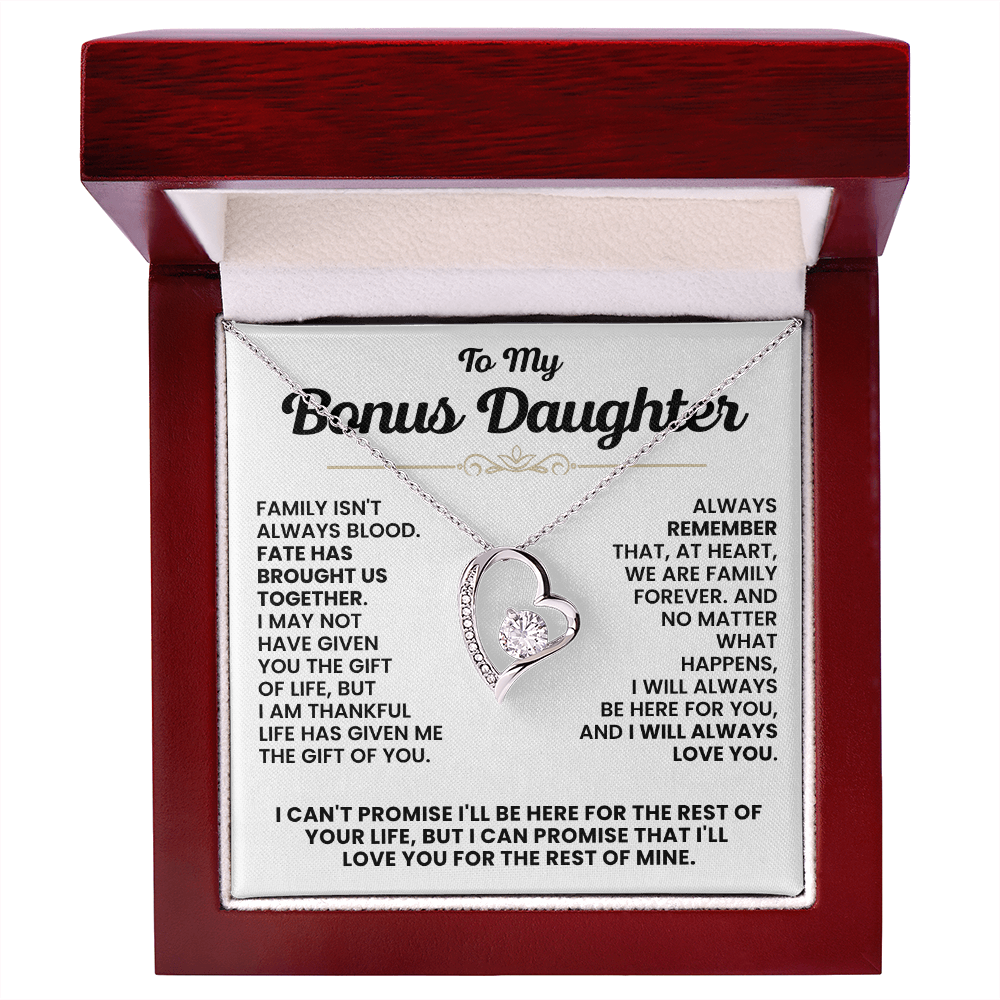 For Bonus Daughter: Pendant Necklace with Message Card — "I'll love you for the rest of mine" • Forever in My Heart