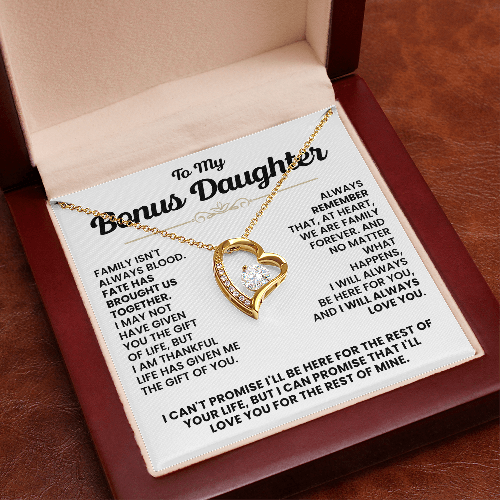 For Bonus Daughter: Pendant Necklace with Message Card — "I'll love you for the rest of mine" • Forever in My Heart