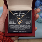 For Her: I'm Sorry Pendant Necklace with Message Card — " I'm sorry and I miss you" • Forever in My Heart Necklace