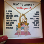 For Her: Pendant Necklace with Message Card — "I want to grow old with you" • Forever in My Heart
