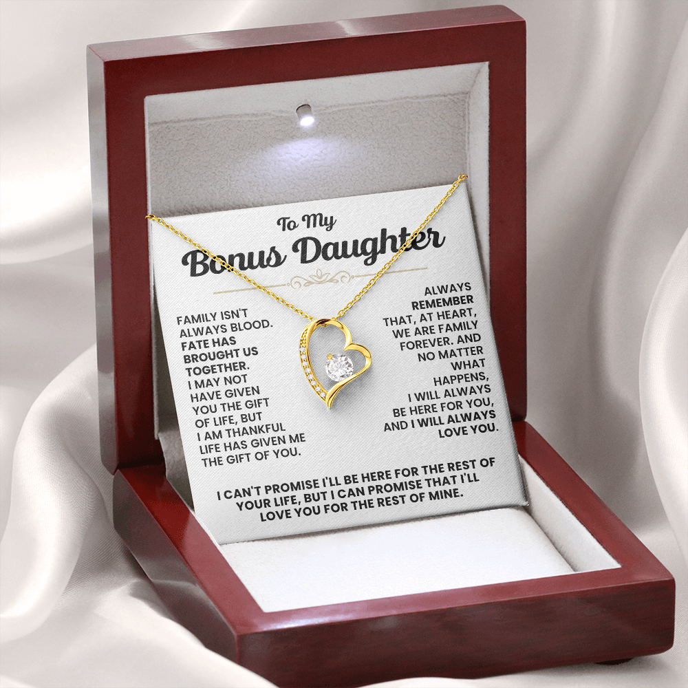 For Bonus Daughter: Pendant Necklace with Message Card — "I'll love you for the rest of mine" • Forever in My Heart