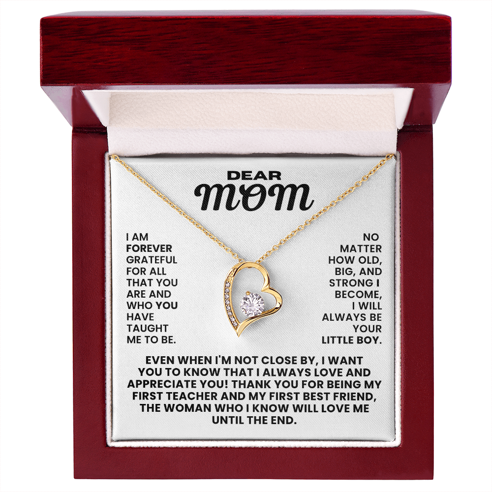 For Mom: Pendant Necklace with Message Card — "I always love and appreciate you" • Forever in My Heart