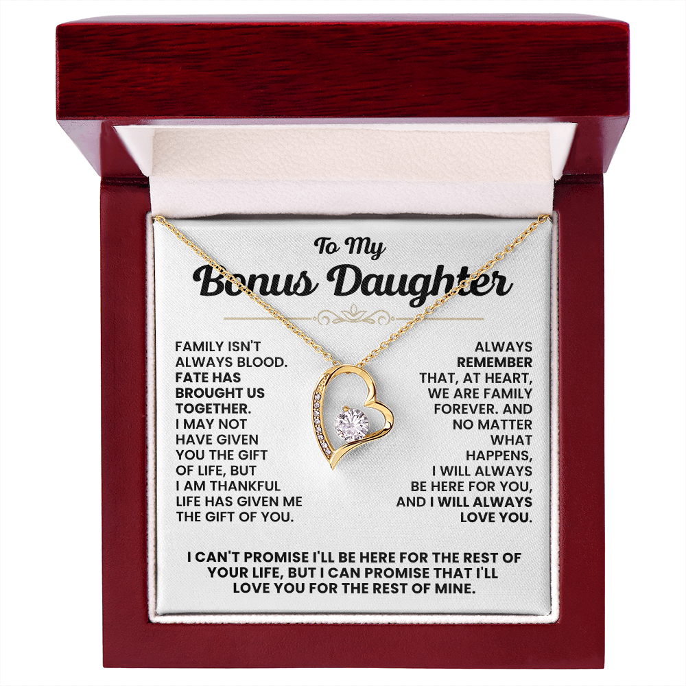 For Bonus Daughter: Pendant Necklace with Message Card — "I'll love you for the rest of mine" • Forever in My Heart