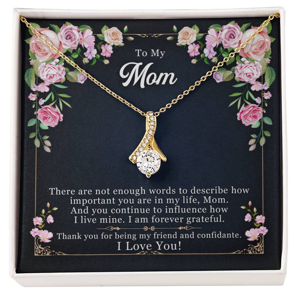 Mom Pendant Necklace with Message Card — "Thank you for being my friend" • Forever Radiant Spark