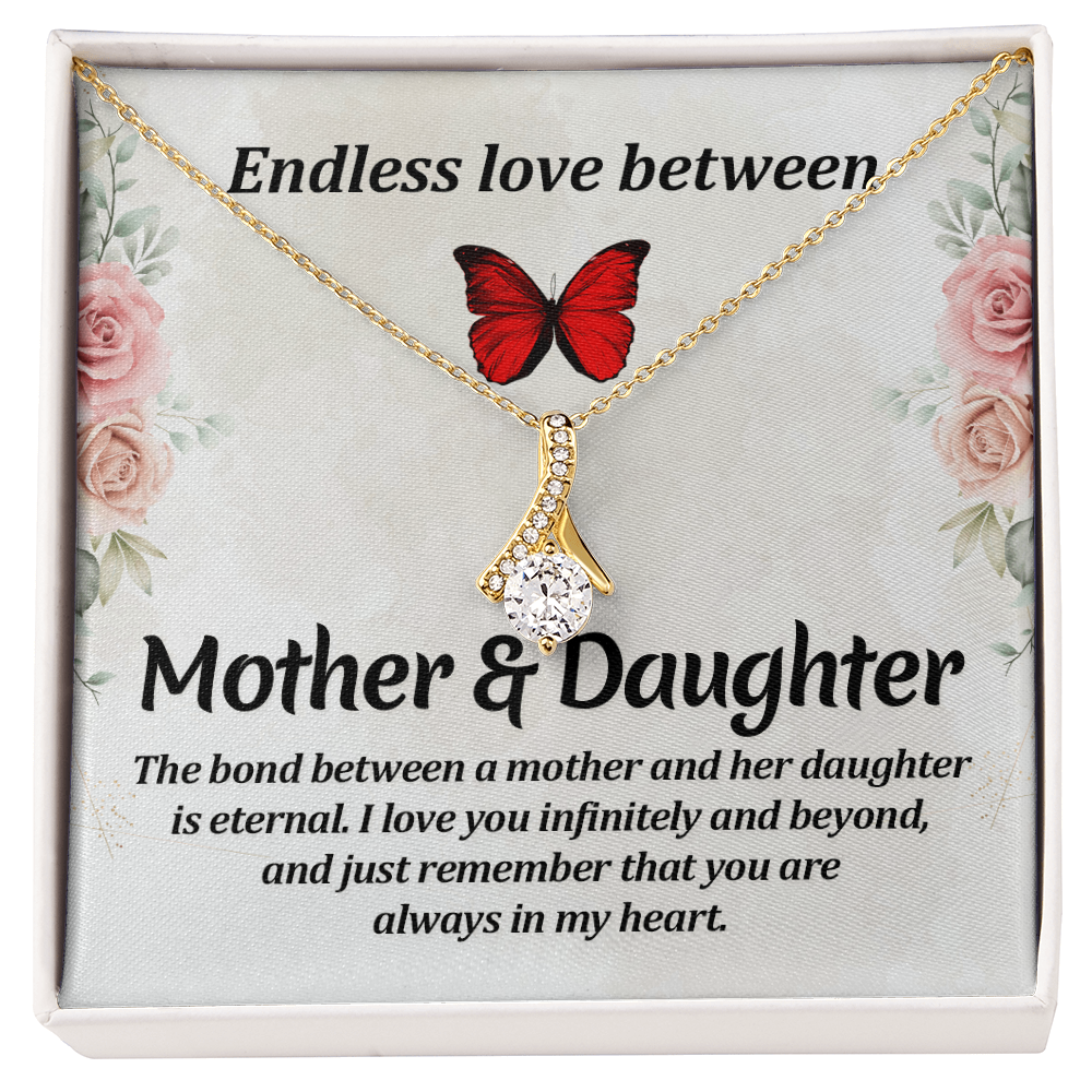 For Mother: Pendant Necklace with Message Card — "Endless love between mother and daughter" • Forever Radiant Spark