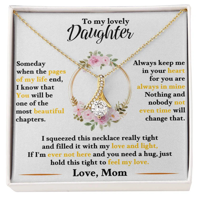 Daughter Pendant Necklace with Message Card — "I love you, forever and always" • Forever Radiant Spark