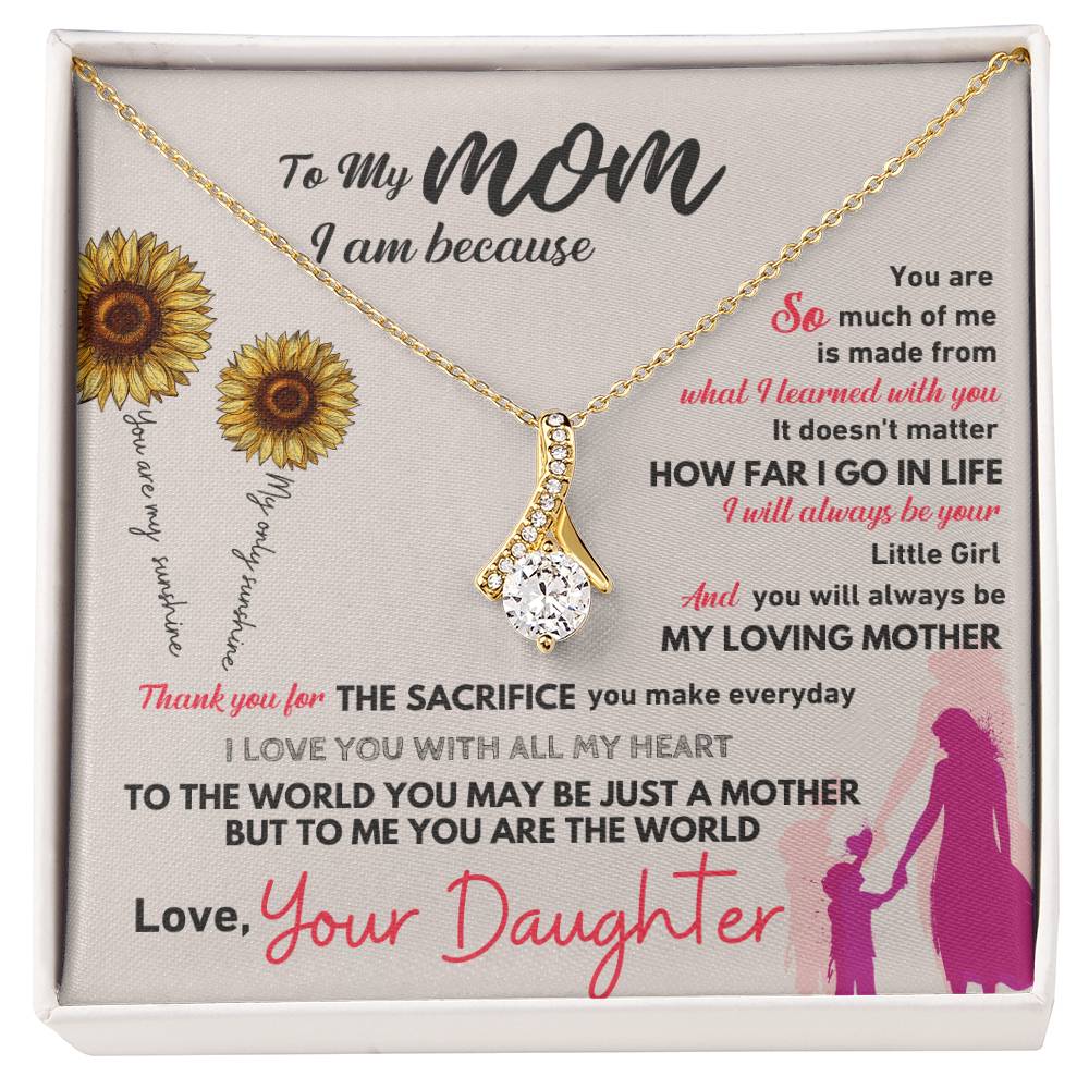 Mom Pendant Necklace with Message Card — "Thank you for the sacrifice you make every day" • Forever Radiant Spark