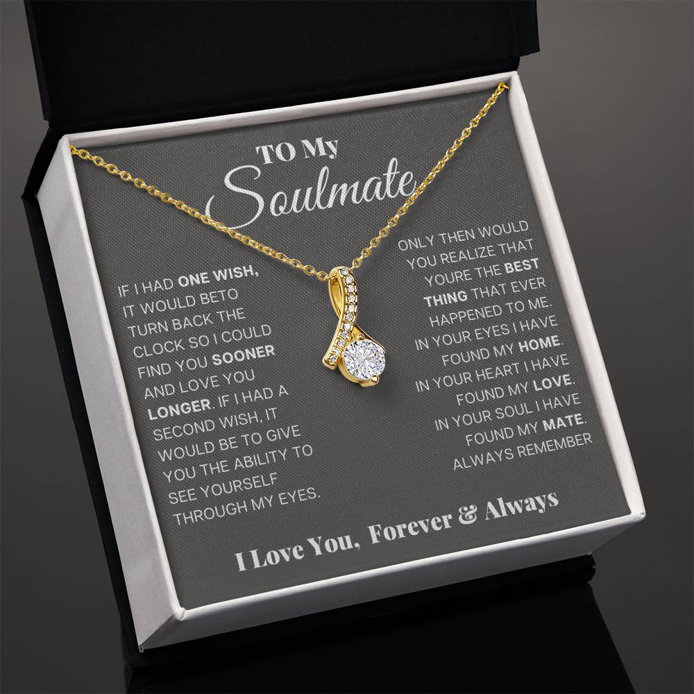 Soulmate Pendant Necklace with Message Card — "In your eyes I have found my home" • Forever Radiant Spark