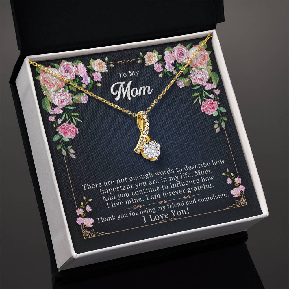 For Mom: Pendant Necklace with Message Card — "Thank you for being my friend" • Forever Radiant Spark