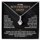Boyfriend's Mom Pendant Necklace with Message Card — "Thank you for raising the man of my dreams" • Forever Radiant Spark