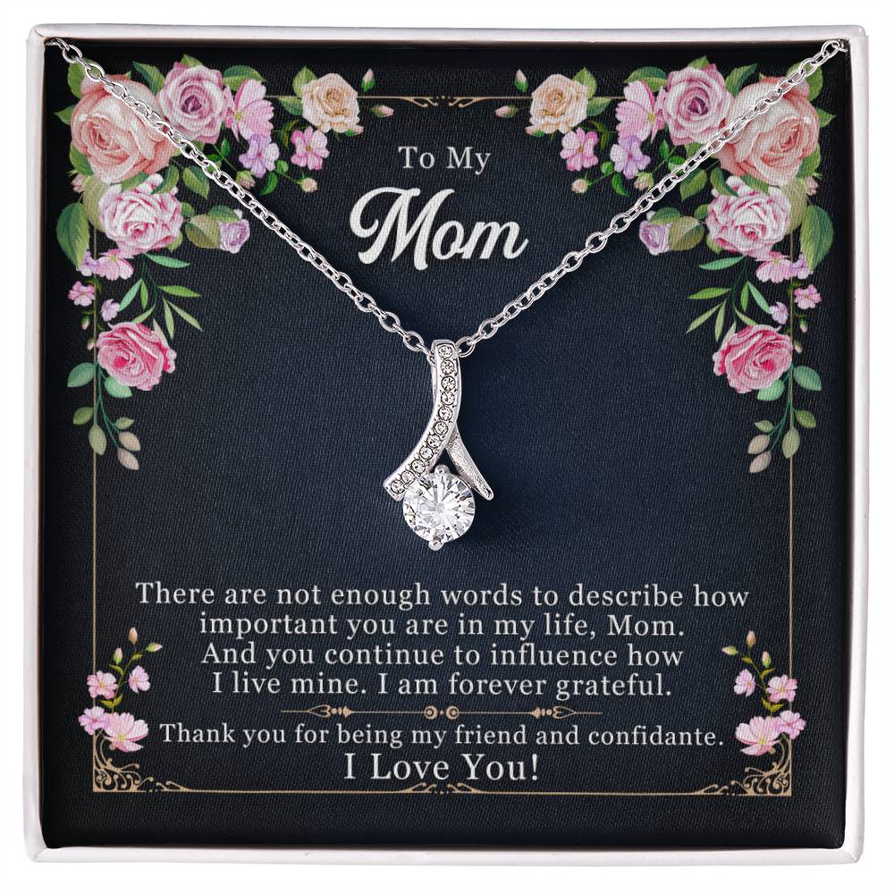 Mom Pendant Necklace with Message Card — "Thank you for being my friend" • Forever Radiant Spark