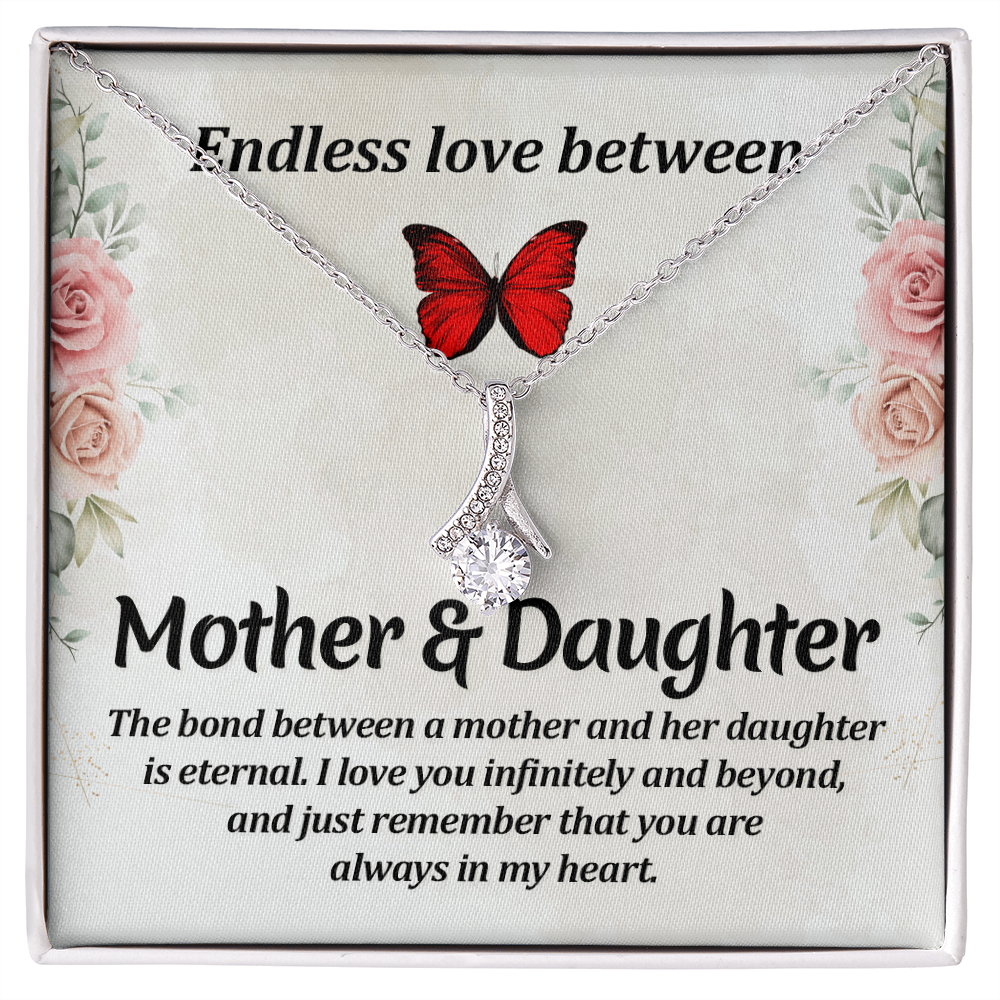 For Mother: Pendant Necklace with Message Card — "Endless love between mother and daughter" • Forever Radiant Spark