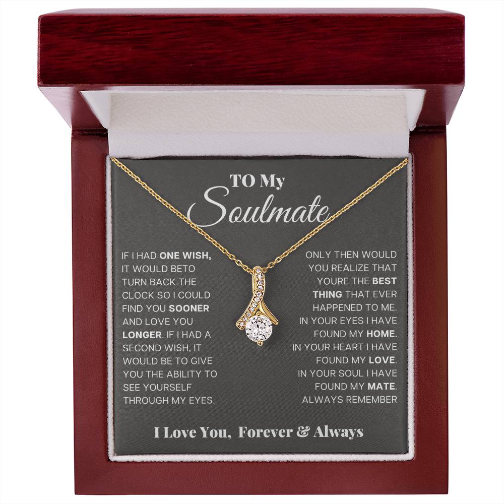 Soulmate Pendant Necklace with Message Card — "In your eyes I have found my home" • Forever Radiant Spark