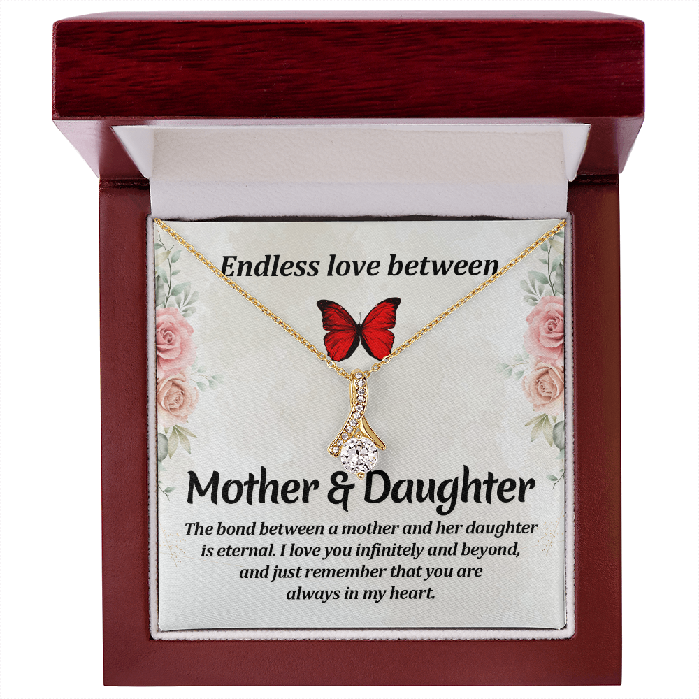For Mother: Pendant Necklace with Message Card — "Endless love between mother and daughter" • Forever Radiant Spark