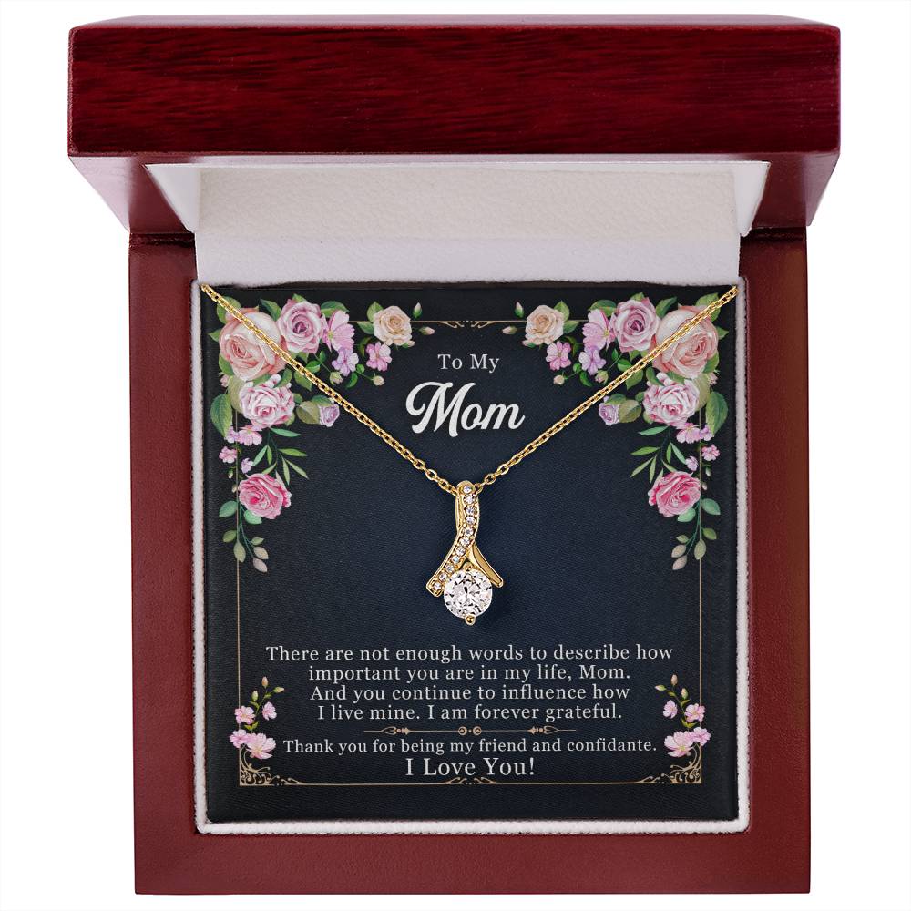 For Mom: Pendant Necklace with Message Card — "Thank you for being my friend" • Forever Radiant Spark