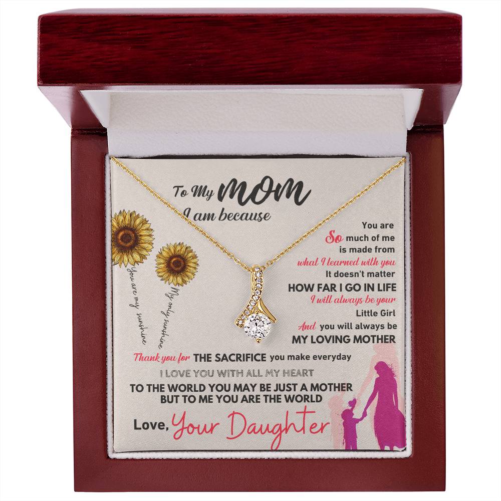 For Mom: Pendant Necklace with Message Card — "Thank you for the sacrifice you make every day" • Forever Radiant Spark