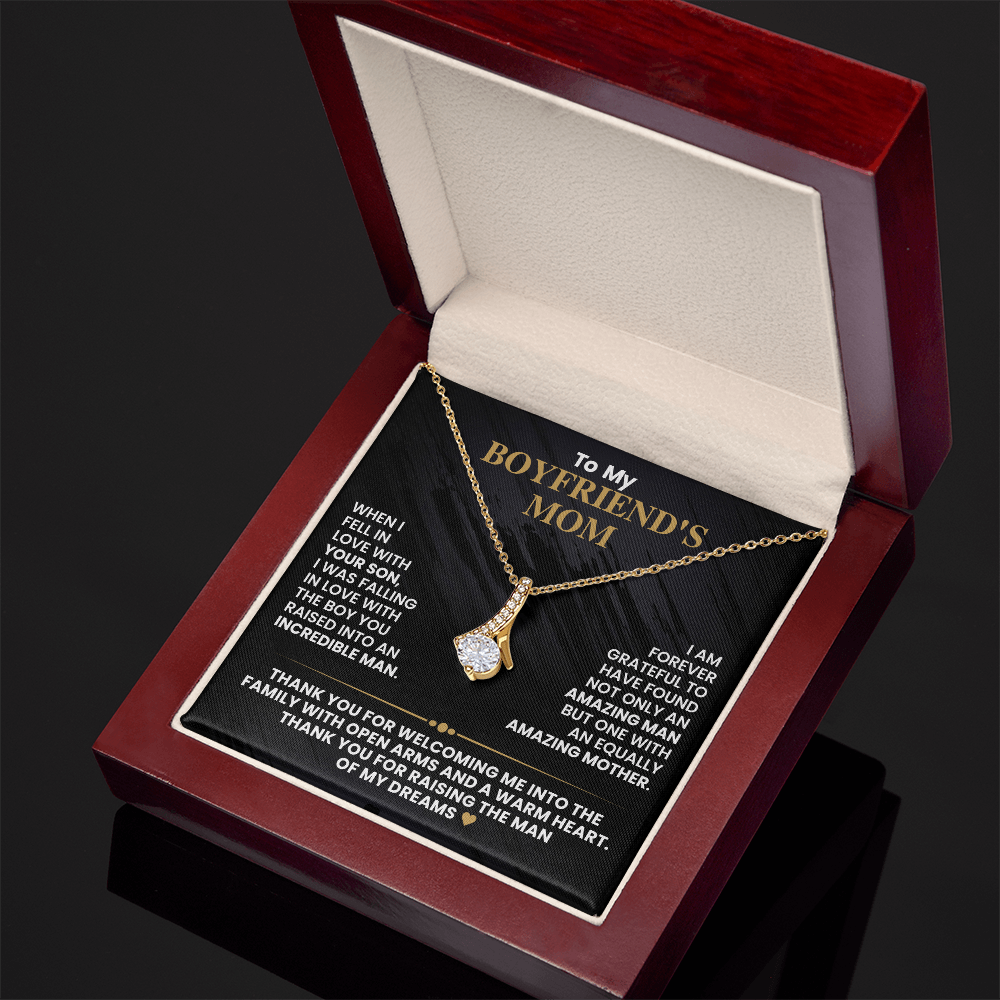 Boyfriend's Mom Pendant Necklace with Message Card — "Thank you for raising the man of my dreams" • Forever Radiant Spark