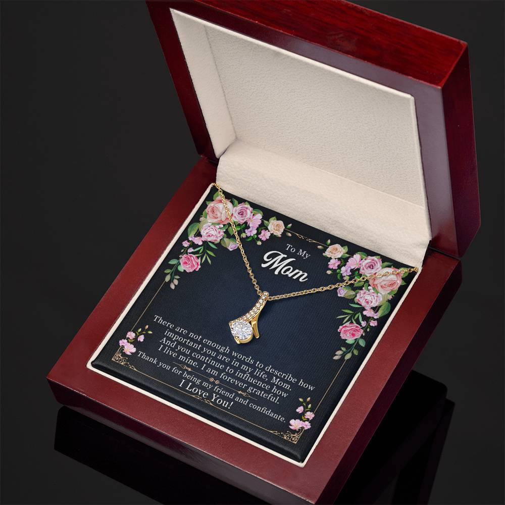 Mom Pendant Necklace with Message Card — "Thank you for being my friend" • Forever Radiant Spark