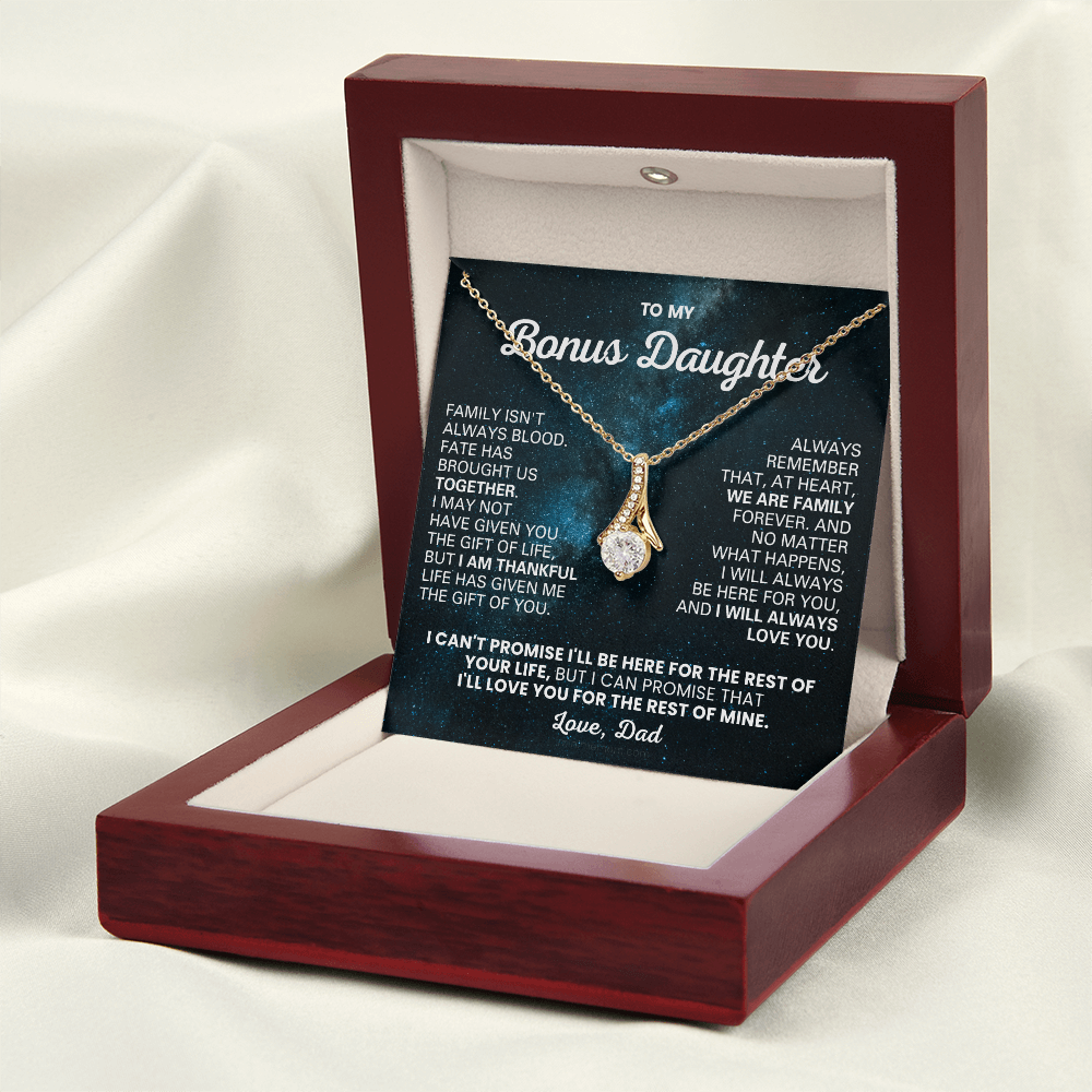 For Bonus Daughter: Pendant Necklace with Message Card — "Wу are family forever" • Forever Radiant Spark