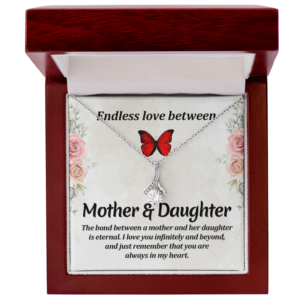For Mother: Pendant Necklace with Message Card — "Endless love between mother and daughter" • Forever Radiant Spark
