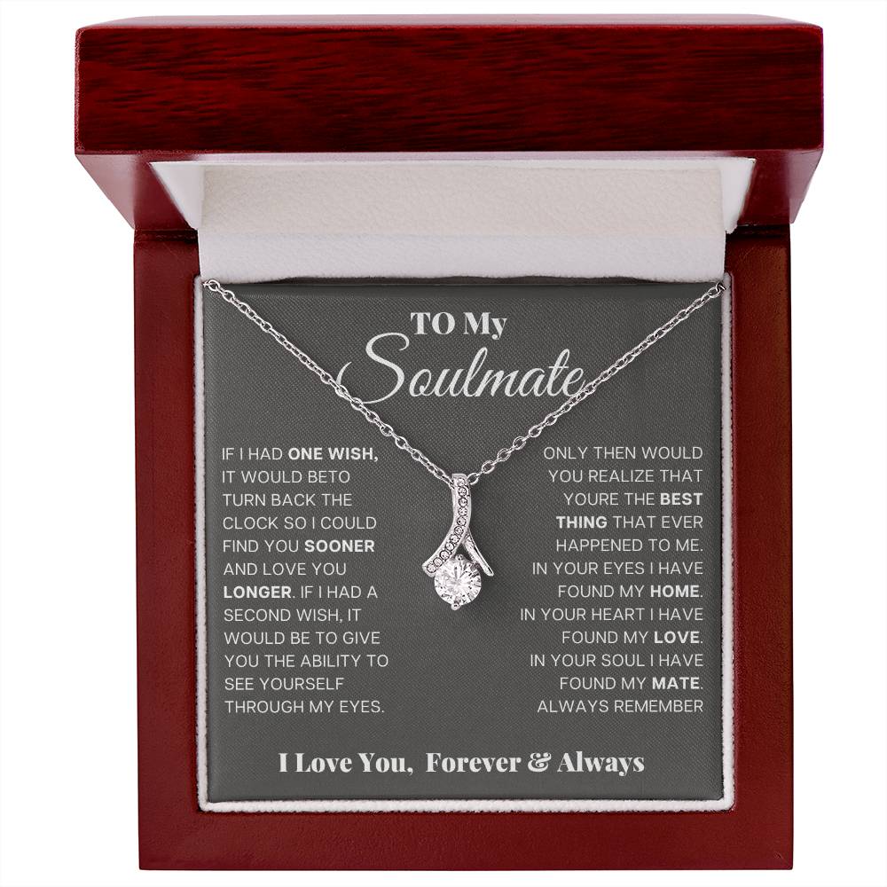 Soulmate Pendant Necklace with Message Card — "In your eyes I have found my home" • Forever Radiant Spark