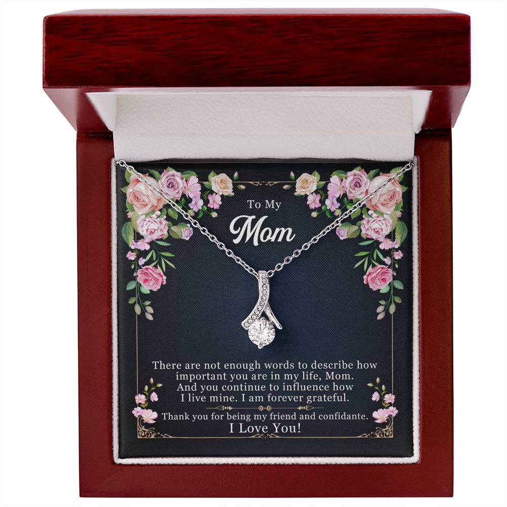 Mom Pendant Necklace with Message Card — "Thank you for being my friend" • Forever Radiant Spark