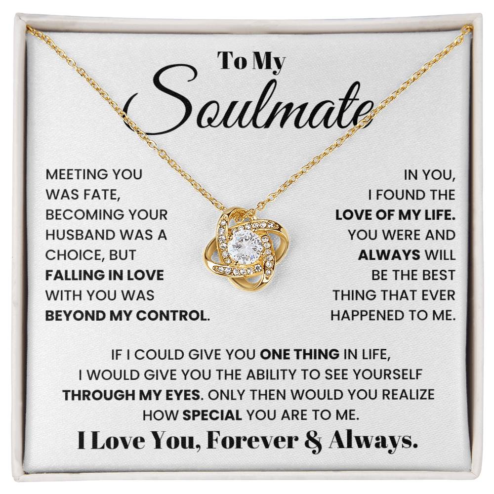 Soulmate Pendant Necklace with Message Card — "I love you, forever and always" • Forever Tied to You