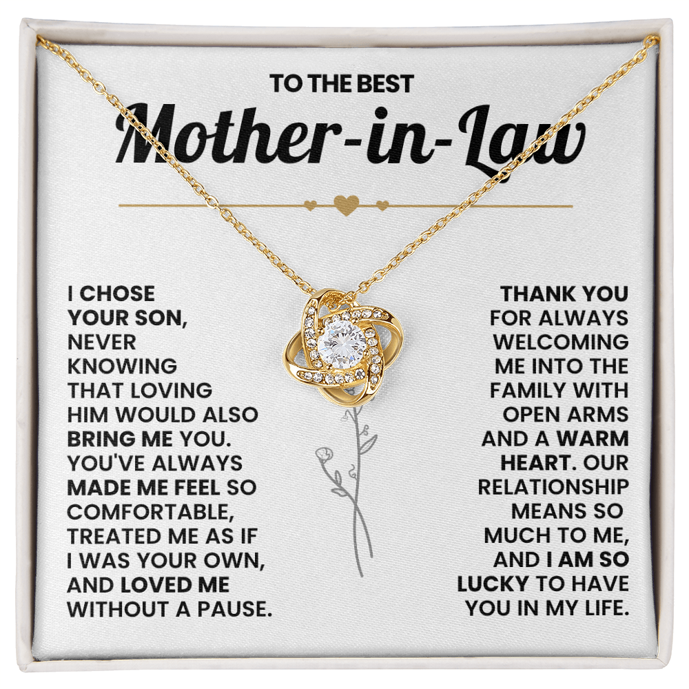 Mother-in-Law Pendant Necklace with Message Card — "Thank you for always" • Forever Tied to You