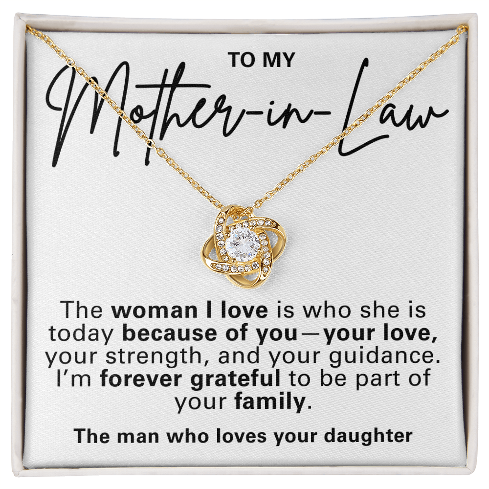 Mother-in-Law Pendant Necklace with Message Card — "The man who loves your daughter" • Forever Tied to You
