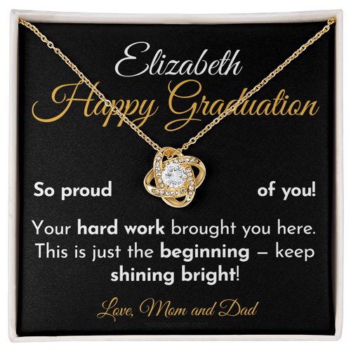 For Daughter: Graduation Pendant Necklace with Message Card — "Happy Graduation. So proud of you" • Forever Tied to You