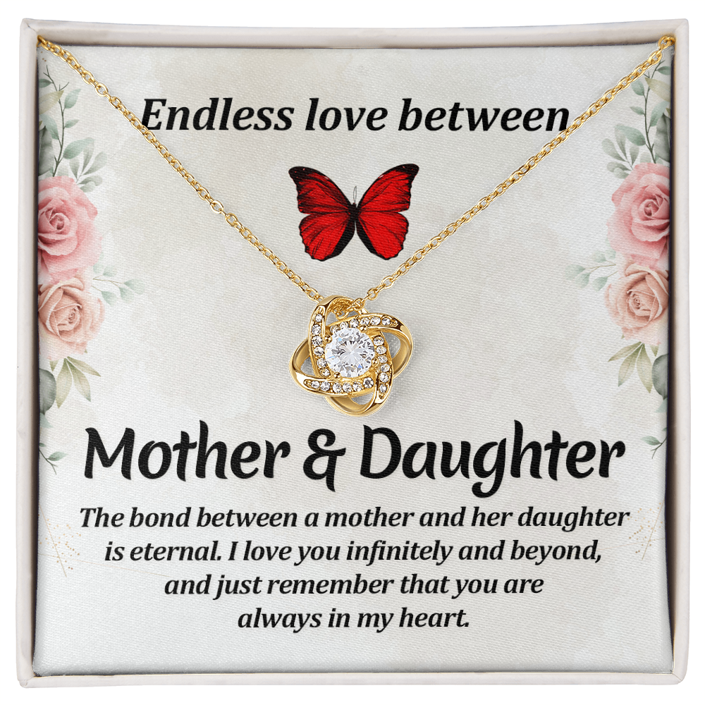 Daughter Pendant Necklace with Message Card — "Endless love between mother and daughter" • Forever Tied to You