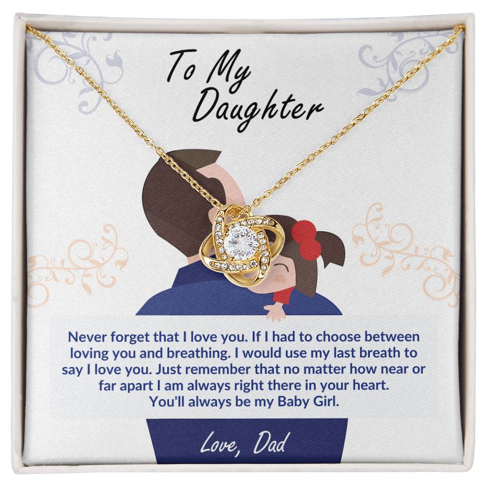 Daughter Pendant Necklace with Message Card — "I will always carry you in my heart" • Forever Tied to You