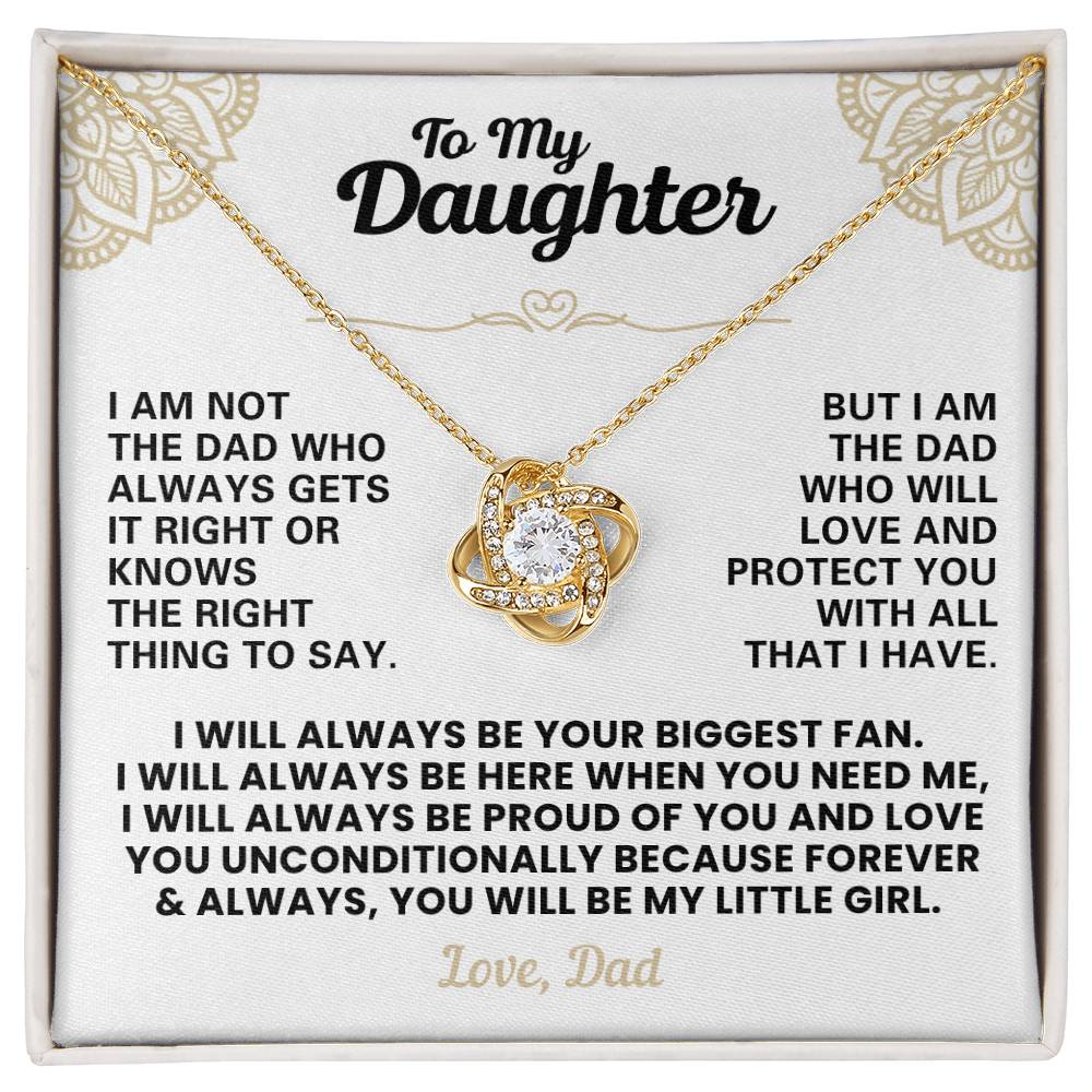For Daughter: Pendant Necklace with Message Card — "You'll Always Be My Little Girl" • Forever Tied to You