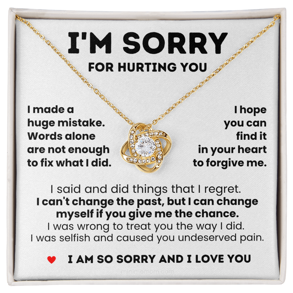 For Her: I'm Sorry Pendant Necklace with Message Card — " I hope you can find it in your heart to forgive me" • Forever Tied to You