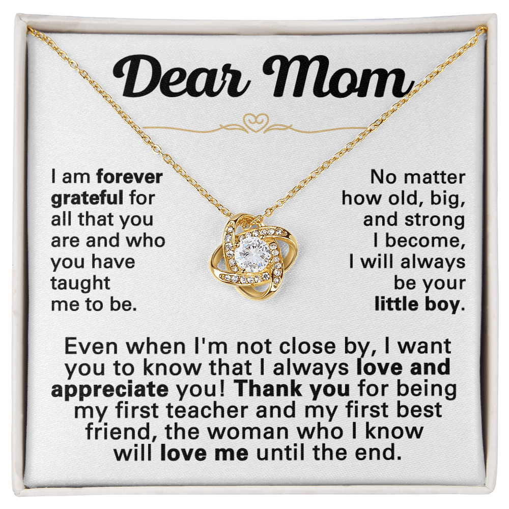 For Mom: Pendant Necklace with Message Card — "I am forever grateful for all" • Forever Tied to You