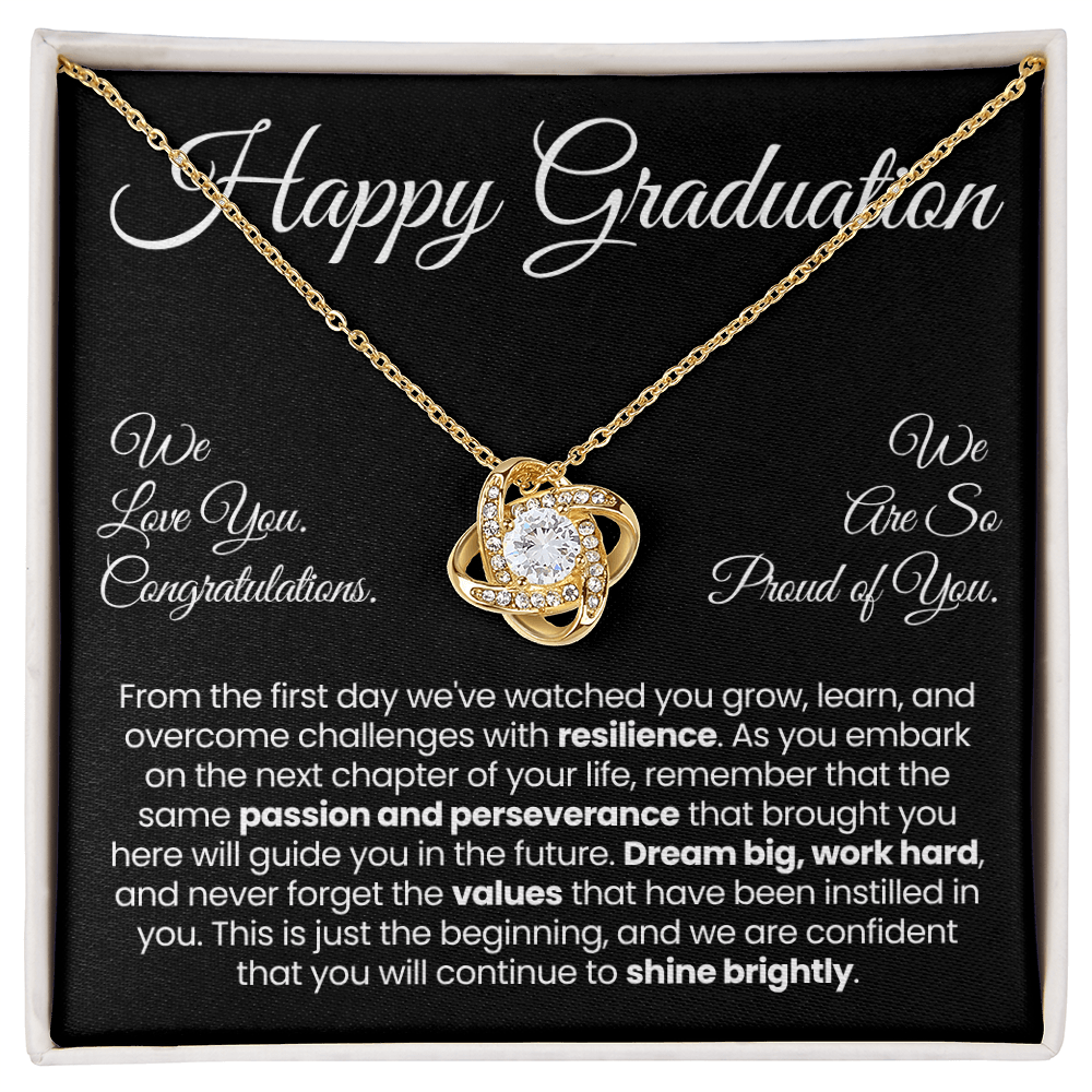 Daughter Pendant Necklace with Message Card — "Happy Graduation. We are so proud of you" • Forever Tied to You