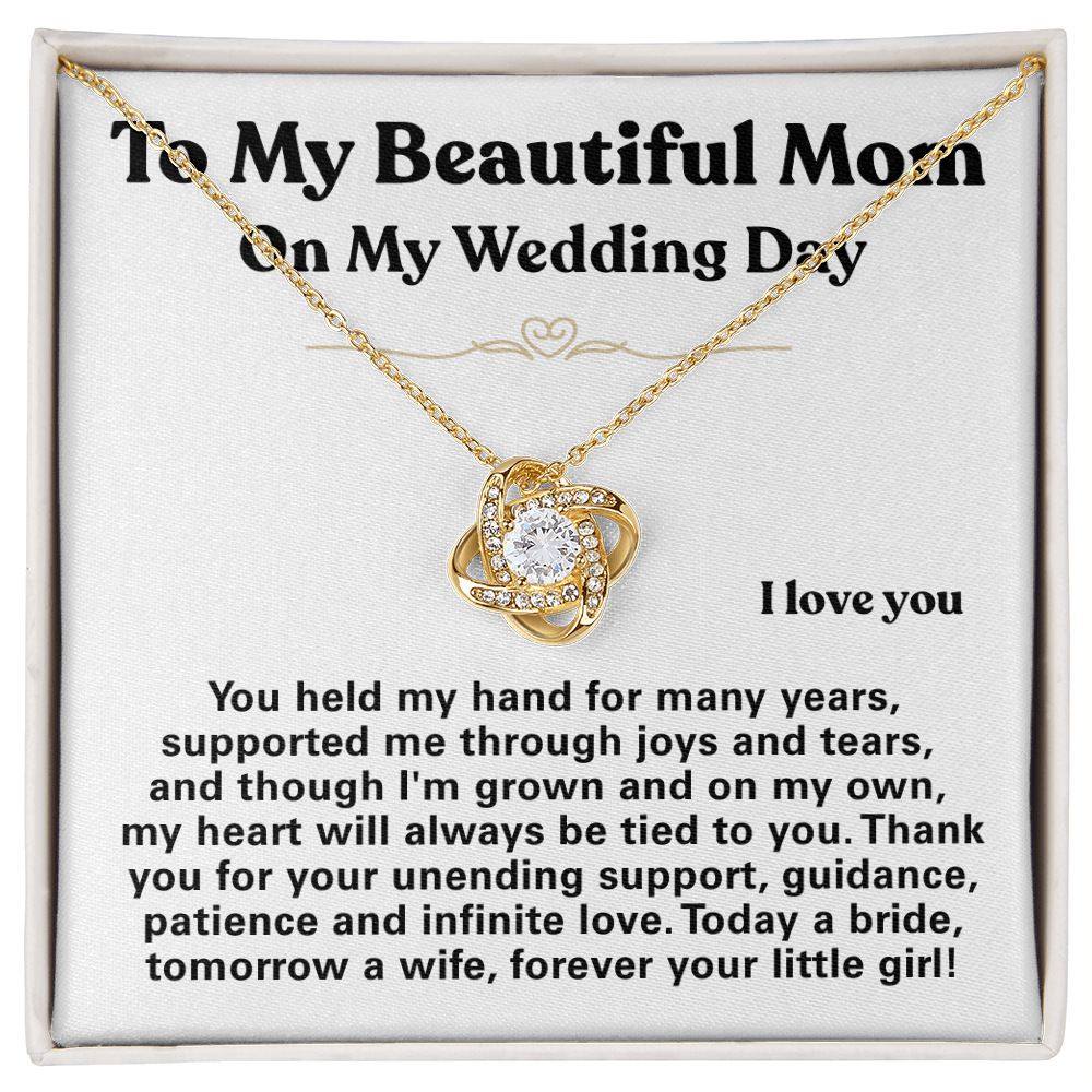 For Mom: Wedding Pendant Necklace with Message Card — "Forever Your Little Girl" • Forever Tied to You