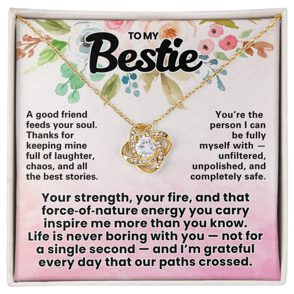 Bestie Pendant Necklace with Message Card — "A good friend feeds your soul" • Forever Tied to You