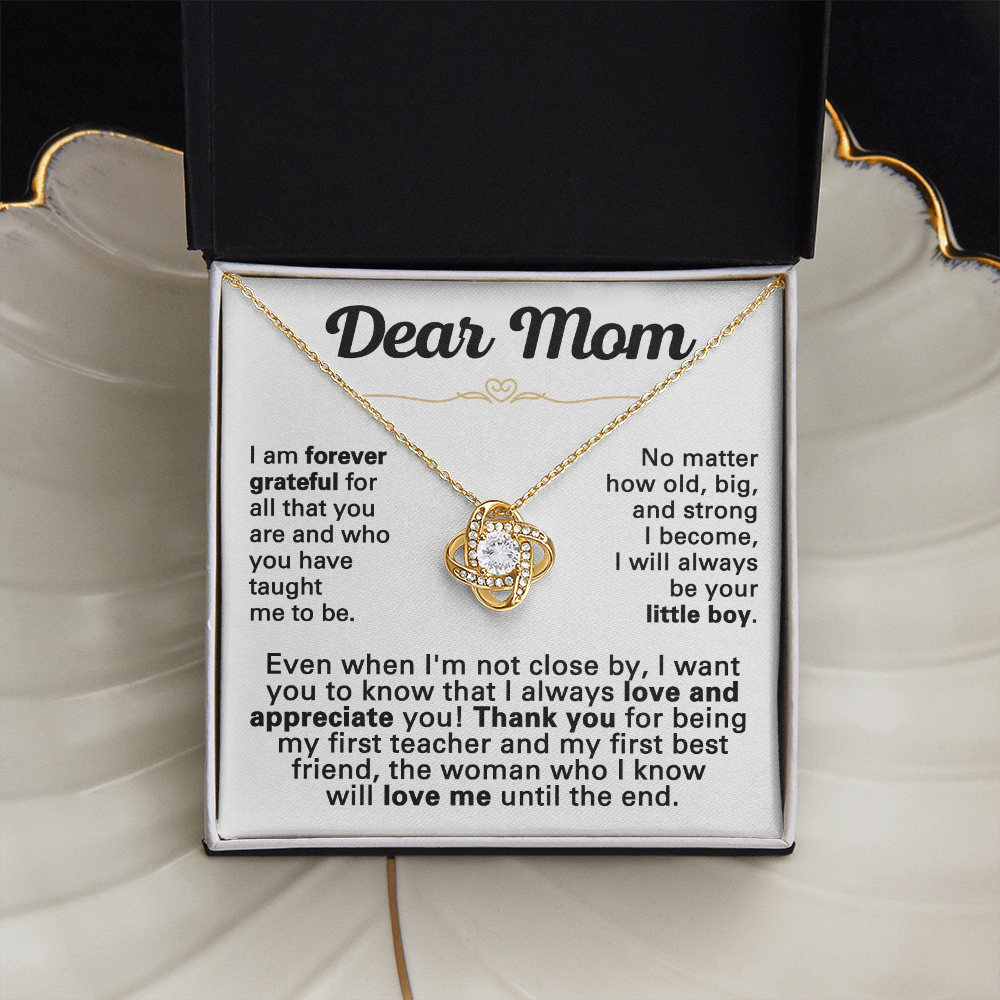 For Mom: Pendant Necklace with Message Card — "I am forever grateful for all" • Forever Tied to You