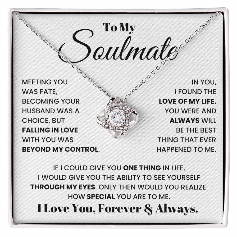 Soulmate Pendant Necklace with Message Card — "I love you, forever and always" • Forever Tied to You